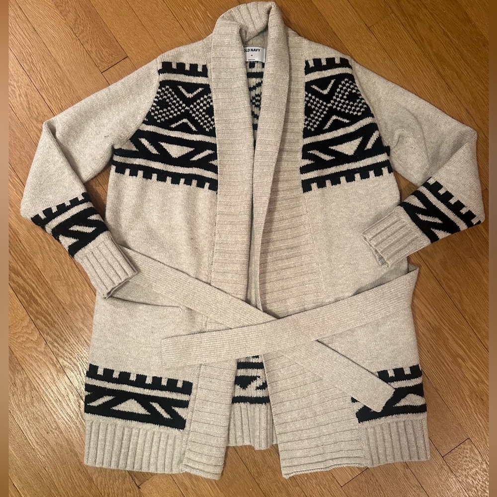 Old Navy Geometric Print Cardigan with Belt Tie